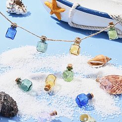 10Pcs 5 Colors Square Glass Cork Bottles Ornament&nbsp;GLAA-FS0001-72