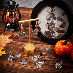 54Pcs 9 Styles Halloween Jewelry Tibetan Style Alloy Pendants&nbsp;FIND-SC0004-40