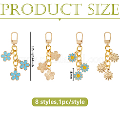 8Pcs Alloy Enamel Flower Zipper Pulls&nbsp;HJEW-DC00094