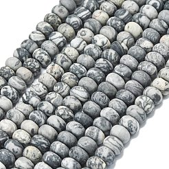 天然な地図の石のビードの繊維  艶消し  ロンデル  8x5mm  穴：1.4mm  約73~75個/連  14.96''~15.16''（38~38.5センチメートル）&nbsp;G-P575-A22-8x5mm-01