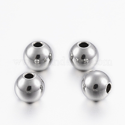 変色しにくい304ステンレススチールビーズ  ラウンド  ステンレス鋼色  5x4.5mm  穴：1.5mm&nbsp;STAS-H394-03P