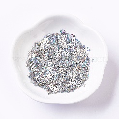 オーナメントアクセサリープラスチック製スパンコール/スパンコールビーズ  ハート  銀  3x4x0.1mm  約225000個/ポンド&nbsp;PVC-G001-02A
