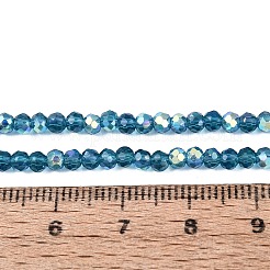 ABカラーメッキ透明ガラスロンデルビーズ連売り  多面カット  スチールブルー  2.5x2mm  穴：0.5~0.9mm  約148~159個/連  11.42~13.19''（29~33.5センチメートル）&nbsp;EGLA-T029-2mm-10O