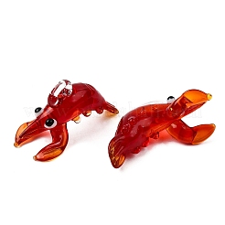 手作りランプワークペンダント  ロブスター  レッド  25~34x14~18x15~17mm  穴：2~4mm&nbsp;LAMP-L075-084