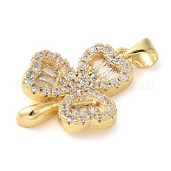 Rack Plating Brass Micro Pave Clear Cubic Zirconia Pendants&nbsp;KK-C047-10G