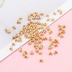 真鍮製つぶし玉カバーカシメ玉カバー  18KGP本金メッキ  4.5x5x3mm  穴：1.6mm&nbsp;KK-F824-036B-G
