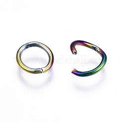 イオンプレーティング（IP）304ステンレス鋼オープン丸カン  ラウンド  虹色  20ゲージ  6x0.8mm  内径：4.4mm&nbsp;STAS-S119-002