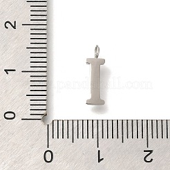 304ステンレススチールマイクロパヴェキュービックジルコニアペンダント  文字a~zのチャーム  文字I  12.5x4x2mm  穴：1.8mm&nbsp;STAS-H228-06P-I