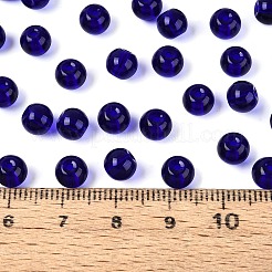FGB透明ガラスシードビーズ  ラウンド  丸い穴  ダークブルー  6~6.5mm  穴：1.2~1.5mm  約1600個/ポンド&nbsp;SEED-N013-01B-05