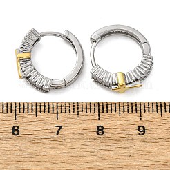 ブラスマイクロパヴェクリアキュービックジルコニアフープピアス  長持ちメッキ  鉛フリー＆カドミウムフリー  18KGP本金メッキ  クロス  15.5x17x5.5mm&nbsp;EJEW-H158-20C-GP