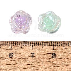 透明プラスチックビーズ  花バラ  二層ビーズ  ABカラーメッキ  ミックスカラー  11x11x10mm  穴：2~2.5mm  約1085個/500g&nbsp;KY-Q010-29