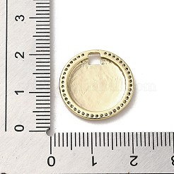 真鍮製マイクロパヴェキュービックジルコニアペンダント  カドミウムフリー＆ニッケルフリー＆鉛フリー  18KGP本金メッキ  フラットラウンド  18.5x2.3mm  穴：2.5x2.4mm&nbsp;KK-E092-33G-02