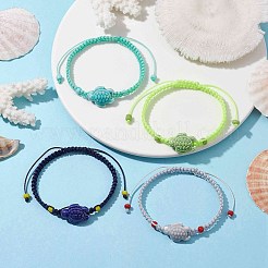 4Pcs 4 Color Porcelain Tortoise Braided Bead Bracelets Set&nbsp;BJEW-JB10058