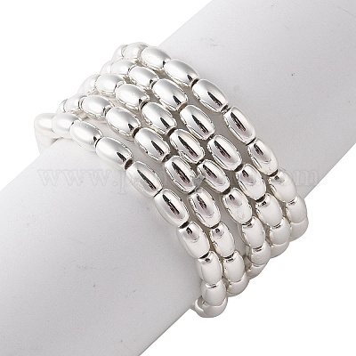 電気メッキビーズ連売り  オーバル  銀  4.5x3mm  穴：0.8mm  約94~99個/連  16.93~18.11''（43~46センチメートル）&nbsp;EGLA-H104-02J-1