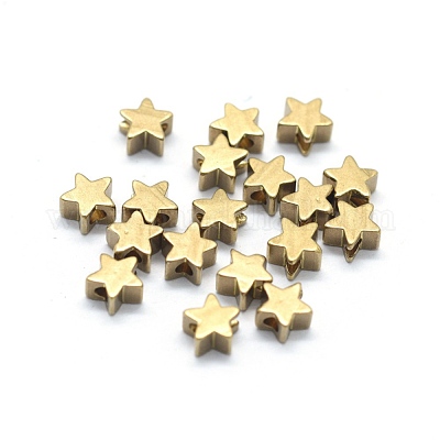 真鍮ビーズ  スター  生（メッキなし）  4.5x5x2.5mm  穴：1.2mm&nbsp;KK-L184-61C-1