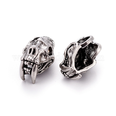 真鍮ビーズ  スカル  アンティークシルバー  20x13x14mm  穴：5.5mm&nbsp;KK-G360-01AS-1