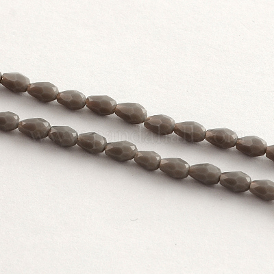 ガラスビーズ連売り  多面カット  ティアドロップ  グレー  5x3mm  穴：1mm  約99~101個/連  19.7インチ&nbsp;GLAA-Q042-45-1