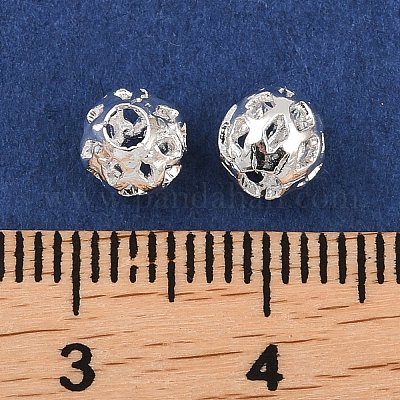 真鍮ビーズ  中空ラウンド  銀  6x5.5mm  穴：2mm&nbsp;KK-H250-03B-S-1