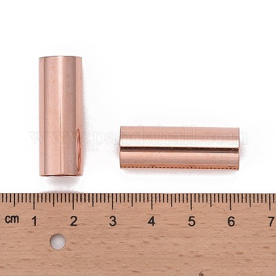 真鍮製チューブビーズ  ローズゴールド  30mm  穴：10mm&nbsp;KK-E774-81RG-1