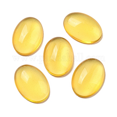 ガラスカボション  オーバル  きいろ  18x13x5~5.5mm&nbsp;GLAA-C031-01B-1