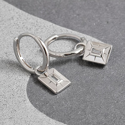 925 Sterling Silver Rectangle Hoop Earrings Simple Geometric Fashion Accessory&nbsp;KF9307-2-1