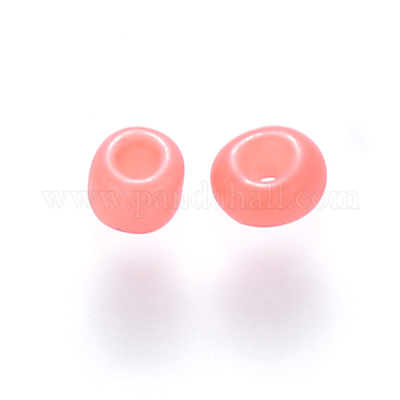 12/0ベーキングペイントガラスラウンドシードビーズ  ライトコーラル  1.5~2x1.5mm  穴：0.5~1mm  約30000個/ポンド&nbsp;SEED-S036-01A-12-1
