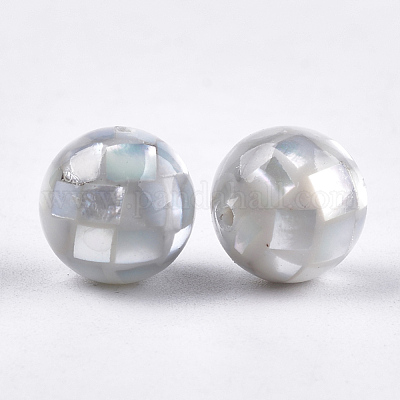 樹脂ビーズ  シェルと  ラウンド  グレー  12mm  穴：1mm&nbsp;SSHEL-T007-12mm-04-1