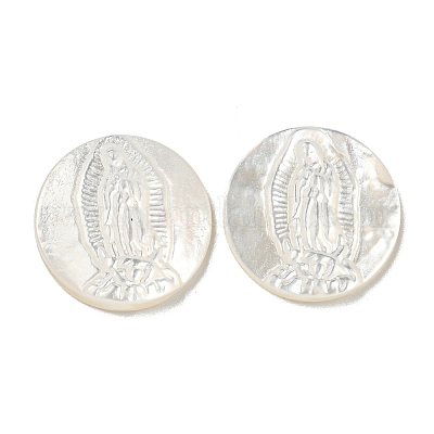 Carved Natural White Shell Cabochons&nbsp;SSHEL-N038-06B-04-1