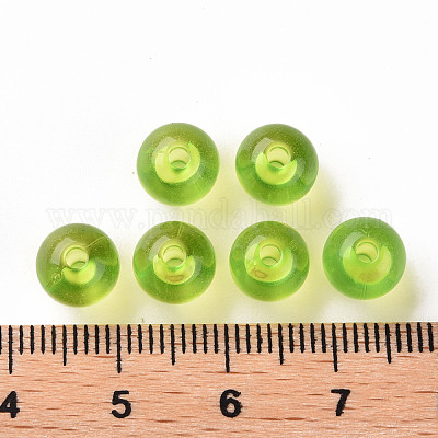 透明なアクリルビーズ  ラウンド  黄緑  8x7mm  穴：2mm  約1745個/500g&nbsp;MACR-S370-A8mm-729-1