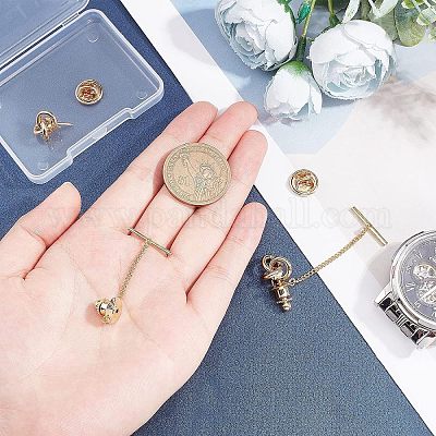 2本真鍮結び目形状タイタッククラッチ 結婚披露宴用チェーン付きメンズ
