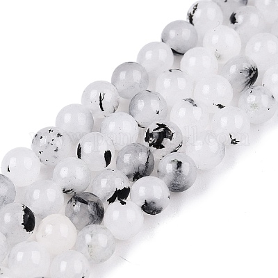Dyed Natural White Jade Beads Strands&nbsp;G-T140-4mm-A02-1