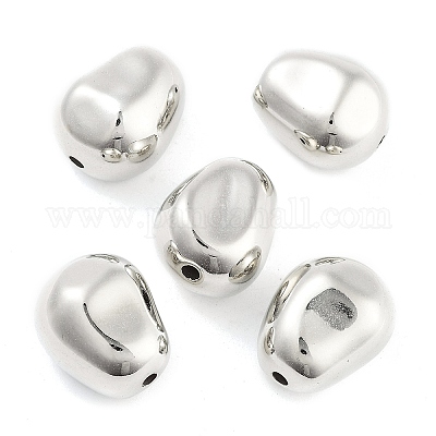 CCBプラスチックビーズ  オーバル  プラチナ  15x12x10mm  穴：2mm  420個/ 500g&nbsp;CCB-S164-03P-1