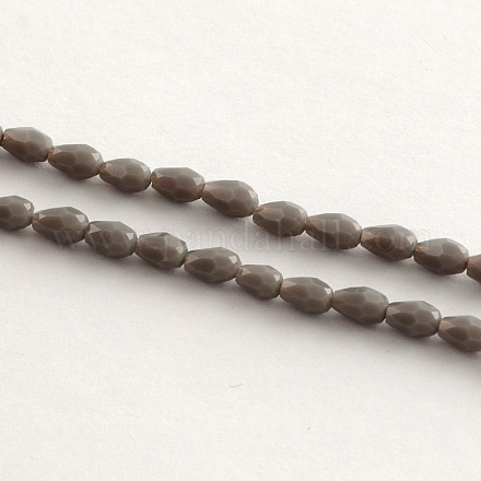 ガラスビーズ連売り  多面カット  ティアドロップ  グレー  5x3mm  穴：1mm  約99~101個/連  19.7インチ&nbsp;GLAA-Q042-45-1