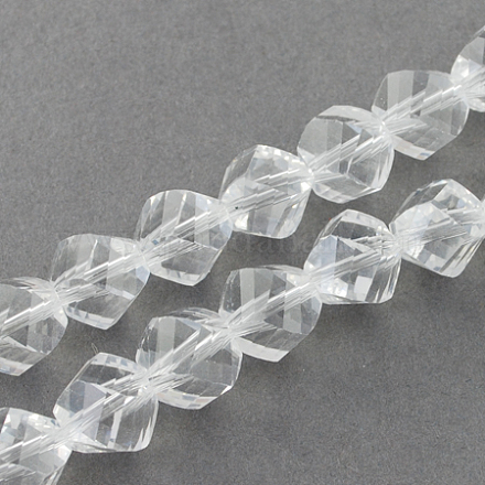 ガラスビーズ連売り  多面カット  ツイスト  透明  4x4x4mm  穴：1mm&nbsp;GLAA-R042-4x4mm-15-1