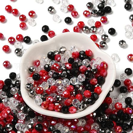 ガラスビーズ  多面カット  ロンデル  銀  6x5mm  穴：1mm  約2360個/500g&nbsp;EGLA-A034-LM6mm-14-1