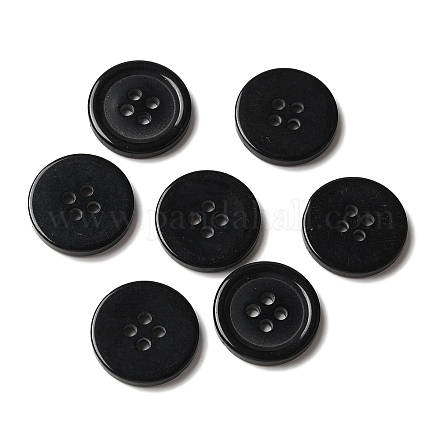 樹脂ボタン  染め  フラットラウンド  ブラック  18x3mm  穴：2mm  395個/袋&nbsp;RESI-D030-18mm-02-1