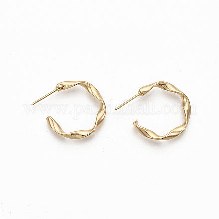 Semicircular Brass Stud Earrings X-KK-Q762-016G-NF-1