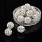 Pave Disco Ball Beads, Polymer Clay Rhinestone Beads, Grade A, Round, Crystal, PP15(2.1~2.2mm), Rhinestone: PP13(1.9~2mm), 6 Rows Rhinestone, 10mm, Hole: 1.5mm