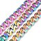 304 Stainless Steel Cuban Link Chains, Twisted Chains, Unwelded, Ion Plating(IP), Rainbow Color, 10mm, Links: 13.5x10x3mm