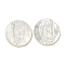 Carved Natural White Shell Cabochons, Flat Round, Creamy White, 15x2~3mm