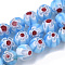 Handmade Millefiori Lampwork Beads Strands, Round, Light Sky Blue, 8mm, Hole: 1.2mm, about 48pcs/strand, 14.17 inch(36cm)
