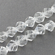 ガラスビーズ連売り  多面カット  ツイスト  透明  4x4x4mm  穴：1mm&nbsp;GLAA-R042-4x4mm-15-1