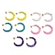 Brass Enamel Half Hoop Earrings&nbsp;EJEW-B004-03G-1