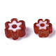 ガラスビーズ  花  レッド  5~7x5~7x2~3mm  穴：1mm&nbsp;GLAA-T019-08-A02-3