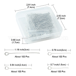 400Pcs 4 Styles Iron Eye Pins&nbsp;FIND-FS0001-33