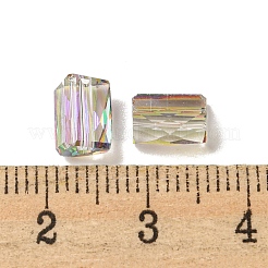 電気メッキガラスビーズ  多面カット  三角形  ホワイトスモーク  7.5x5.5x6mm  穴：1.2mm  100個/袋&nbsp;EGLA-Z004-05D