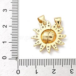 真鍮製マイクロパヴェキュービックジルコニアペンダント  太陽のチャーム  磁気を持つ  長持ちメッキ  ラックめっき  鉛フリー＆カドミウムフリー  18KGP本金メッキ  19.5x19.5x5.5mm  穴：4.5x3.5mm&nbsp;KK-H537-03G
