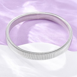 男性と女性のための鉄ストレッチブレスレット  プラチナ  3/8インチ（1cm）  内径：2-1/2インチ（6.2cm）&nbsp;BJEW-G741-01P