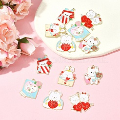 12Pcs 6 Styles Valentine's Day Alloy Enamel Pendants&nbsp;ENAM-FS0002-34