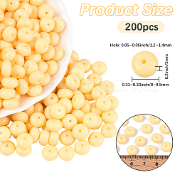 不透明ベーキングペイントガラスシードビーズ200個  丸い穴  ロンデル  ライトカーキ  8~8.5x5mm  穴：1.2~1.4mm&nbsp;SEED-PA0001-01D